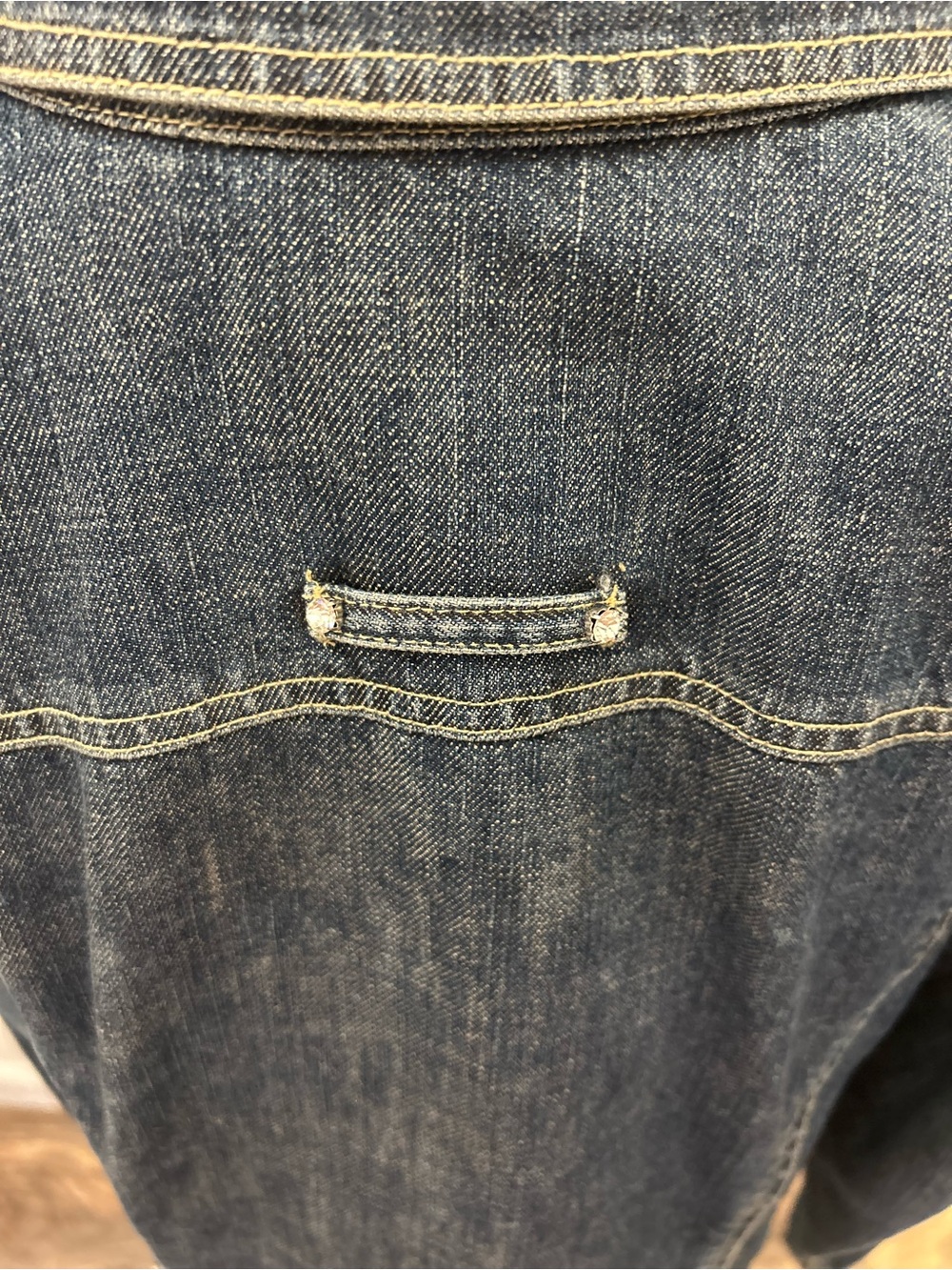 Liz Claiborne Denim Jacket Rhinestone Button Dark Wash Large - Picture 6 of 8